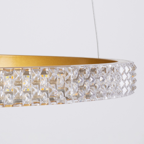 GloboStar® DIAMOND TRIO 61145 Κρεμαστό Φωτιστικό Δαχτυλίδι-Κύκλος LED CCT 120W 14723lm 360° AC 220-240V - Εναλλαγή Φωτισμού μέσω Τηλεχειριστηρίου All In One Ψυχρό 6000k+Φυσικό 4500k+Θερμό 2700k Dimmable Φ40+60+80cm - Χρυσό Βούρτσας - 3 Years Warranty