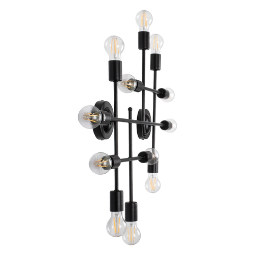 GloboStar® PIPING 00667-1 Vintage Φωτιστικό Οροφής Πλέγμα Πολύφωτο 12 x E27 IP20 Μαύρο Μέταλλο - Μ78.5 x Π9.5 x Υ64cm