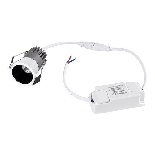 GloboStar® MICRO-S 60235 Χωνευτό LED Spot Downlight TrimLess Φ4cm 5W 625lm 38° AC 220-240V IP20 Φ4 x Υ5.9cm - Στρόγγυλο - Λευκό με Μαύρο Κάτοπτρο - Θερμό Λευκό 2700K - Bridgelux COB - 5 Years Warranty