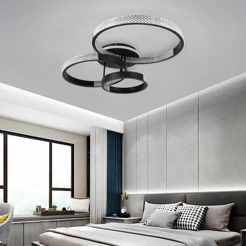 GloboStar® DIAMOND 61114 Φωτιστικό Οροφής Δαχτυλίδι-Κύκλος LED CCT 100W 12123lm 360° AC 220-240V - Εναλλαγή Φωτισμού μέσω Τηλεχειριστηρίου All In One Ψυχρό 6000k+Φυσικό 4500k+Θερμό 2700k Dimmable Φ30+40+50cm+BackLight - Μαύρο - 3 Years Warranty