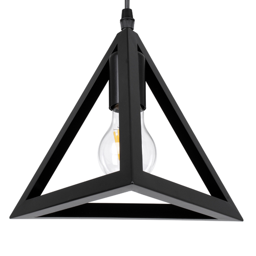 GloboStar® TRIANGLE 00611 Μοντέρνο Κρεμαστό Φωτιστικό Ράγα Δίφωτο 2 x E27 IP20 Μαύρο Μέταλλο - Μ60 x Π22 x Y130cm
