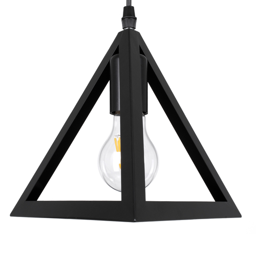 GloboStar® TRIANGLE 00611 Μοντέρνο Κρεμαστό Φωτιστικό Ράγα Δίφωτο 2 x E27 IP20 Μαύρο Μέταλλο - Μ60 x Π22 x Y130cm