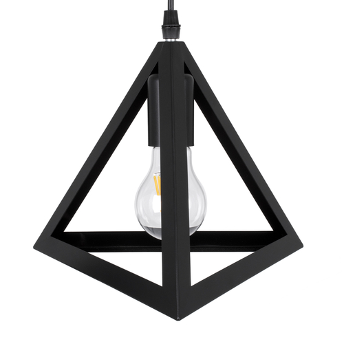 GloboStar® TRIANGLE 00611 Μοντέρνο Κρεμαστό Φωτιστικό Ράγα Δίφωτο 2 x E27 IP20 Μαύρο Μέταλλο - Μ60 x Π22 x Y130cm