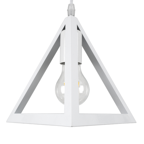 GloboStar® TRIANGLE 00612 Μοντέρνο Κρεμαστό Φωτιστικό Ράγα Δίφωτο 2 x E27 IP20 Λευκό Μέταλλο - Μ60 x Π22 x Y130cm