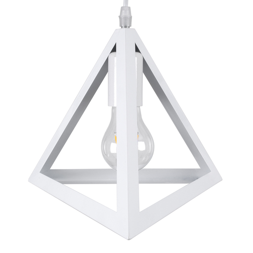 GloboStar® TRIANGLE 00612 Μοντέρνο Κρεμαστό Φωτιστικό Ράγα Δίφωτο 2 x E27 IP20 Λευκό Μέταλλο - Μ60 x Π22 x Y130cm