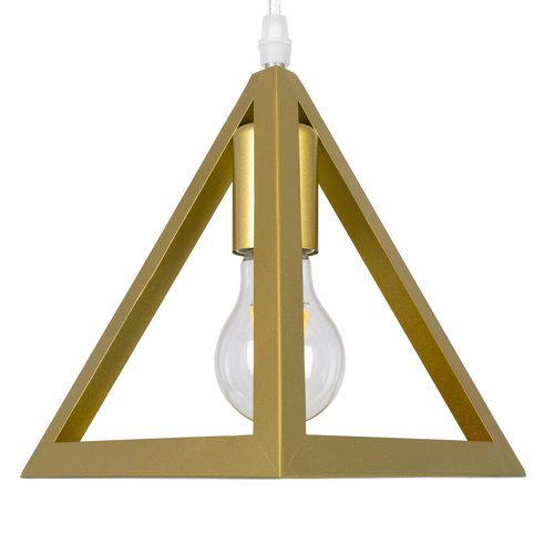 GloboStar® TRIANGLE 00615 Μοντέρνο Κρεμαστό Φωτιστικό Ράγα Δίφωτο 2 x E27 IP20 Χρυσό Μέταλλο - Μ60 x Π22 x Y130cm