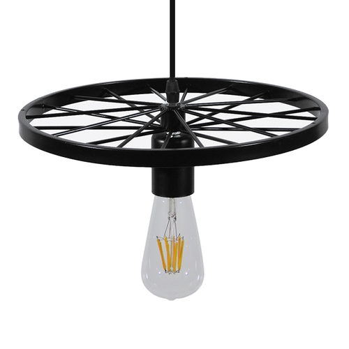 GloboStar® CASTOR 10001161 Vintage Κρεμαστό Φωτιστικό Πλέγμα Μονόφωτο 1 x E27 IP20 Μαύρο Μέταλλο - Μ30 x Π30 x Υ10cm