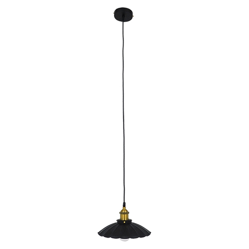 GloboStar® MARGI 10001166 Vintage Κρεμαστό Φωτιστικό Καμπάνα Μονόφωτο 1 x E27 IP20 Μαύρο & Χρυσό Μέταλλο - Μ25 x Π25 x Υ15cm