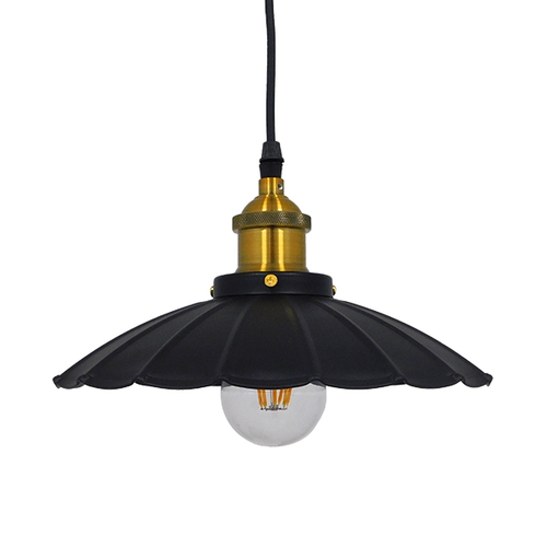 GloboStar® MARGI 10001166 Vintage Κρεμαστό Φωτιστικό Καμπάνα Μονόφωτο 1 x E27 IP20 Μαύρο & Χρυσό Μέταλλο - Μ25 x Π25 x Υ15cm