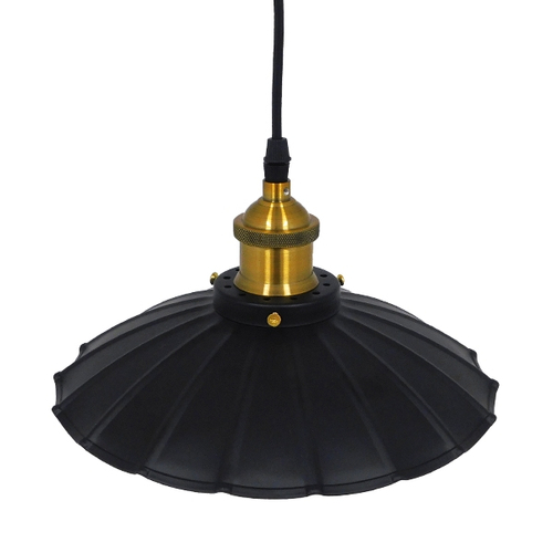 GloboStar® MARGI 10001166 Vintage Κρεμαστό Φωτιστικό Καμπάνα Μονόφωτο 1 x E27 IP20 Μαύρο & Χρυσό Μέταλλο - Μ25 x Π25 x Υ15cm