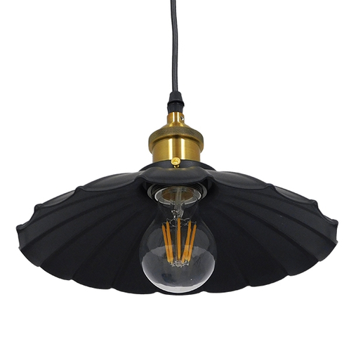 GloboStar® MARGI 10001166 Vintage Κρεμαστό Φωτιστικό Καμπάνα Μονόφωτο 1 x E27 IP20 Μαύρο & Χρυσό Μέταλλο - Μ25 x Π25 x Υ15cm