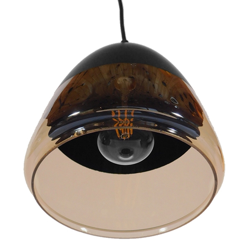 GloboStar® OLIVER 10001231 Vintage Κρεμαστό Φωτιστικό Καμπάνα Μονόφωτο 1 x E27 Μαύρο Μέταλλο με Μελί Γυαλί - Μ20 x Π20 x Υ21cm