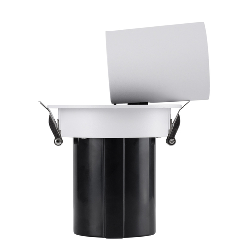 GloboStar® VIRGO-M 60306 Χωνευτό LED Spot Downlight TrimLess Φ11cm 12W 1560lm 36° AC 220-240V IP20 Φ11cm x Υ11.5cm - Στρόγγυλο - Λευκό με Μαύρο Κάτοπτρο - Φυσικό Λευκό 4500K - Bridgelux COB - 5 Years Warranty