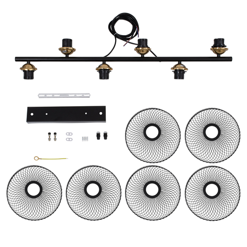 GloboStar® VERONA 00587 Μοντέρνο Κρεμαστό Φωτιστικό Ράγα Πολύφωτο 6 x E27 IP20 Μαύρο & Χρυσό Μέταλλο - Μ100 x Π28 x Υ20cm