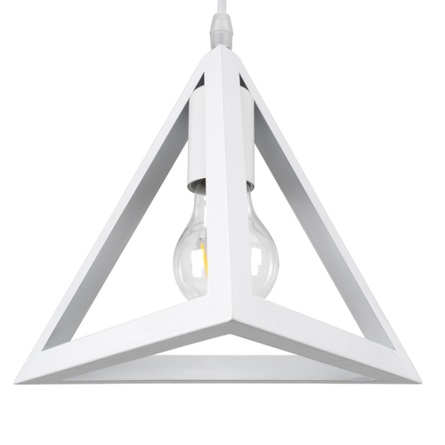 GloboStar® TRIANGLE 00617 Μοντέρνο Κρεμαστό Φωτιστικό Πλέγμα Τρίφωτο 3 x E27 IP20 Λευκό Μέταλλο - Μ49 x Π49 x Y130cm
