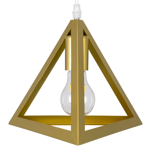 GloboStar® TRIANGLE 00625 Μοντέρνο Κρεμαστό Φωτιστικό Ράγα Τρίφωτο 3 x E27 IP20 Χρυσό Μέταλλο - Μ70 x Π22 x Y130cm