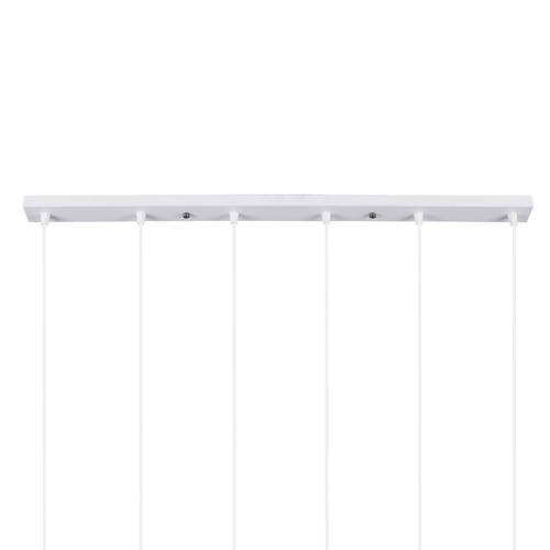 GloboStar® DILLON 00633 Μοντέρνο Κρεμαστό Φωτιστικό Ράγα Πολύφωτο 6 x E27 IP20 Λευκό Μέταλλο με Μπεζ Ξύλο - Μ84 x Π14 x Υ130cm