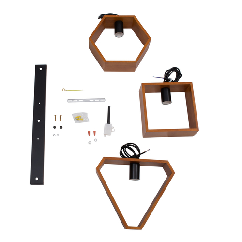GloboStar® ELISE 00684 Μοντέρνο Κρεμαστό Φωτιστικό Ράγα Τρίφωτο 3 x E27 IP20 Καφέ Ξύλο με Μαύρο Μέταλλο - Μ76 x Π8 x Υ130cm