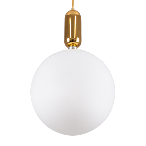 GloboStar® MAVERICK 00940 Μοντέρνο Κρεμαστό Φωτιστικό Μπάλα Μονόφωτο 1 x E27 IP20 Χρυσό Μέταλλο με Λευκό Γυαλί - Μ30 x Π30 x Υ48cm