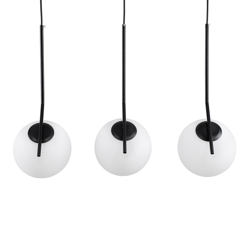 GloboStar® MONROE 00954 Μοντέρνο Κρεμαστό Φωτιστικό Ράγα Τρίφωτο 3 x E27 IP20 Μαύρο Μέταλλο με Λευκό Γυαλί - Μ74 x Π25 x Υ50cm