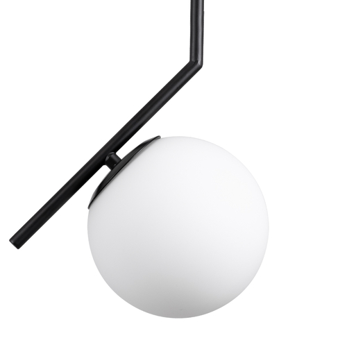GloboStar® MONROE 00959 Μοντέρνο Κρεμαστό Φωτιστικό Μπάλα Μονόφωτο 1 x E27 IP20 Μαύρο Μέταλλο με Λευκό Γυαλί - Μ15 x Π15 x Υ49cm