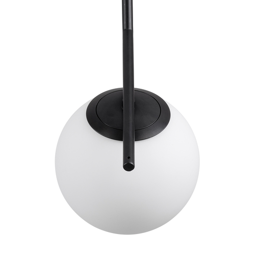 GloboStar® MONROE 00959 Μοντέρνο Κρεμαστό Φωτιστικό Μπάλα Μονόφωτο 1 x E27 IP20 Μαύρο Μέταλλο με Λευκό Γυαλί - Μ15 x Π15 x Υ49cm