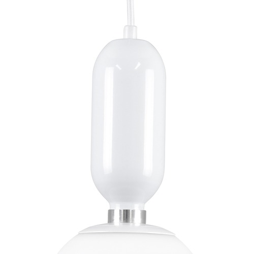 GloboStar® MAVERICK 00944 Μοντέρνο Κρεμαστό Φωτιστικό Μπάλα Μονόφωτο 1 x E27 IP20 Λευκό Μέταλλο με Λευκό Γυαλί - Μ15 x Π15 x Υ33cm
