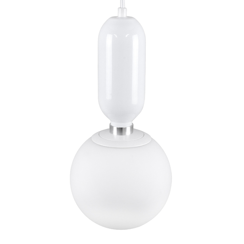 GloboStar® MAVERICK 00944 Μοντέρνο Κρεμαστό Φωτιστικό Μπάλα Μονόφωτο 1 x E27 IP20 Λευκό Μέταλλο με Λευκό Γυαλί - Μ15 x Π15 x Υ33cm
