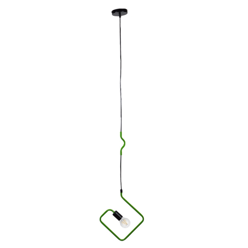 GloboStar® LIBBY 01096-1 Παιδικό Κρεμαστό Φωτιστικό Ανάρτηση Μονόφωτο 1 x E27 IP20 Πράσινο & Μαύρο Μέταλλο - Μ31 x Π31 x Υ16cm