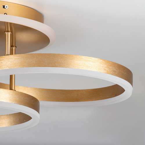 GloboStar® VENOM 61125 Φωτιστικό Οροφής Δαχτυλίδι-Κύκλος LED CCT 100W 12100lm 360° AC 220-240V - Εναλλαγή Φωτισμού μέσω Τηλεχειριστηρίου All In One Ψυχρό 6000k+Φυσικό 4500k+Θερμό 2700k Dimmable Φ25+30+40cm+BackLight - Χρυσό Βούρτσας - 3 Years Warranty