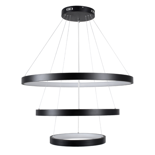 GloboStar® NEMESIS TRIO 61170-DECO Κρεμαστό Φωτιστικό Δαχτυλίδι-Κύκλος LED CCT 120W 14723lm 360° AC 220-240V - Εναλλαγή Φωτισμού μέσω Τηλεχειριστηρίου All In One Ψυχρό 6000k+Φυσικό 4500k+Θερμό 2700k Dimmable Φ40+60+80cm - Μαύρο - 3 Years Warranty