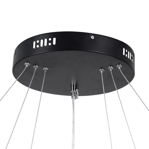 GloboStar® NEMESIS TRIO 61170-DECO Κρεμαστό Φωτιστικό Δαχτυλίδι-Κύκλος LED CCT 120W 14723lm 360° AC 220-240V - Εναλλαγή Φωτισμού μέσω Τηλεχειριστηρίου All In One Ψυχρό 6000k+Φυσικό 4500k+Θερμό 2700k Dimmable Φ40+60+80cm - Μαύρο - 3 Years Warranty