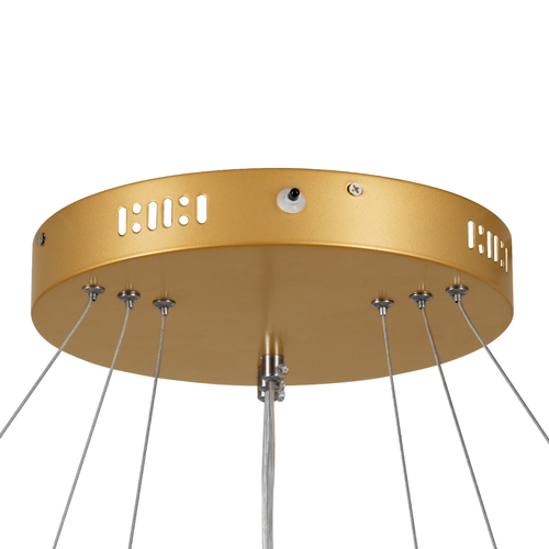GloboStar® NEMESIS TRIO 61172-DECO Κρεμαστό Φωτιστικό Δαχτυλίδι-Κύκλος LED CCT 120W 14723lm 360° AC 220-240V - Εναλλαγή Φωτισμού μέσω Τηλεχειριστηρίου All In One Ψυχρό 6000k+Φυσικό 4500k+Θερμό 2700k Dimmable Φ40+60+80cm - Χρυσό Βούρτσας - 3 Years Warranty