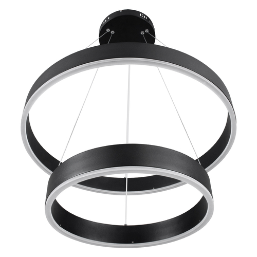 GloboStar® VENOM DUO 61185 Κρεμαστό Φωτιστικό Δαχτυλίδι-Κύκλος LED CCT 75W 8818lm 120° AC 220-240V - Εναλλαγή Φωτισμού μέσω Τηλεχειριστηρίου All In One Ψυχρό 6000K+Φυσικό 4500K+Θερμό 2700K Dimmable Φ40+60cm - Μαύρο - 3 Years Warranty