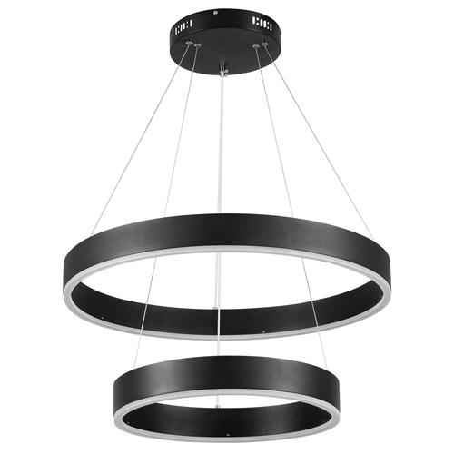 GloboStar® VENOM DUO 61185-DECO Κρεμαστό Φωτιστικό Δαχτυλίδι-Κύκλος LED CCT 75W 8818lm 120° AC 220-240V - Εναλλαγή Φωτισμού μέσω Τηλεχειριστηρίου All In One Ψυχρό 6000K+Φυσικό 4500K+Θερμό 2700K Dimmable Φ40+60cm - Μαύρο - 3 Years Warranty