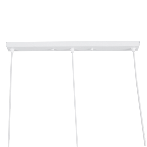 GloboStar® EIFFEL 61570 Vintage Κρεμαστό Φωτιστικό Ράγα Τρίφωτο 3 x E27 IP20 Λευκό Μέταλλο με Λευκό Ύφασμα - Μ68 x Π25 x Υ130cm