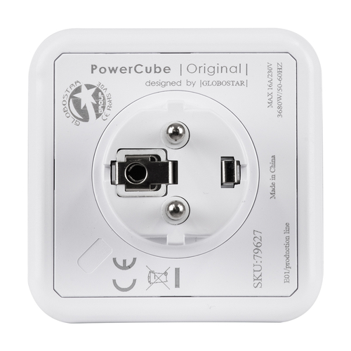 GloboStar® TRAVEL PowerCube PRO Certified 79627 Πολύπριζο 5 Θέσεων με 5 Πρίζες Ασφαλείας Childproof EU Schuko AC 220-240V Μ7.5 x Π11.5 x Υ7.5 - Λευκό με Γκρι - Max Load 3680W/16A