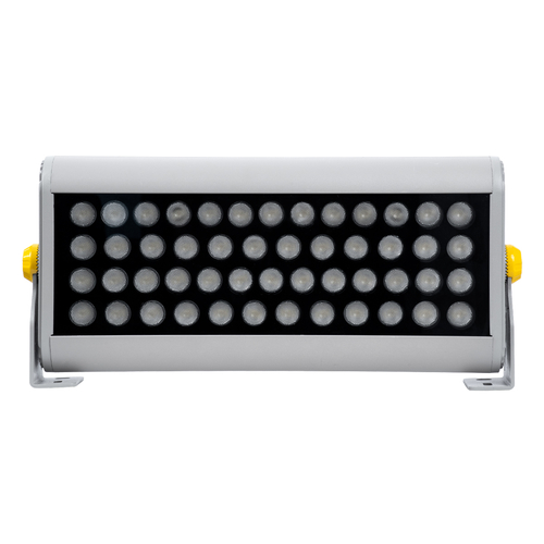 GloboStar® FLOOD-HENA 90640 Προβολέας Wall Washer για Φωτισμό Κτιρίων LED 48W 4320lm 30° AC 220-240V Αδιάβροχο IP65 Μ39 x Π6 x Υ17cm Θερμό Λευκό 3000K - Ασημί - 3 Years Warranty