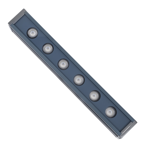 GLOBOSTAR® WASHER-VAIA 90184 Μπάρα Φωτισμού Wall Washer LED 6W 510lm 30° DC 24V Αδιάβροχο IP65 Πολύχρωμο RGBW Dimmable DMX512 - Γκρι Ανθρακί - Μ30 x Π4 x Υ5cm - 3 Χρόνια Εγγύηση