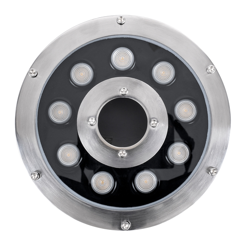 GloboStar® UNDERWATER-FINA 90674 Υποβρύχιο Φωτιστικό Σποτ Ειδικό για Σιντριβάνια LED 9W 990lm 30° DC 24V Αδιάβροχο IP68 Φ16 x Υ8cm Θερμό Λευκό 3000K - Ανοξείδωτο Ατσάλι - 3 Years Warranty