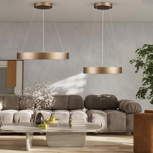 GloboStar® SALEM 61244 Κρεμαστή Πλαφονιέρα Οροφής Δαχτυλίδι-Κύκλος LED CCT 75W 8625lm 120° AC 220-240V - Εναλλαγή Φωτισμού μέσω Τηλεχειριστηρίου All In One Ψυχρό 6000k+Φυσικό 4500k+Θερμό 2700k Dimmable Φ45cm - Καφέ Χάλκινο - 3 Years Warranty