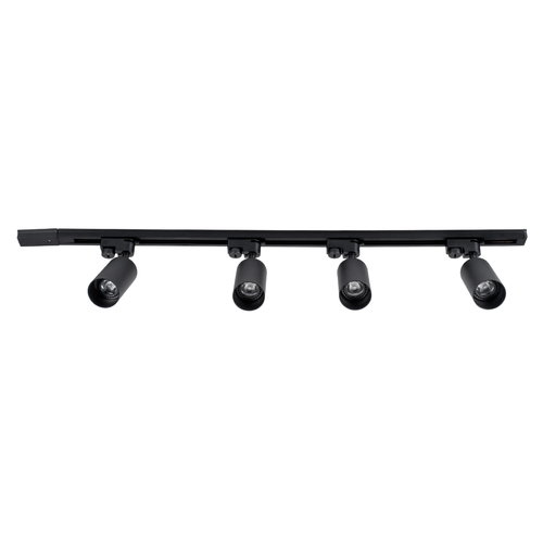 GloboStar® LEO 60356 Μοντέρνο Φωτιστικό Οροφής Ράγα Πολύφωτο 4 x GU10 IP20 Μαύρο Αλουμίνιο - Μ100 x Π6 x Υ20cm - 5 Χρόνια Εγγύηση