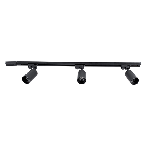 GloboStar® LEO 60355 Μοντέρνο Φωτιστικό Οροφής Ράγα Τρίφωτο 3 x GU10 IP20 Μαύρο Αλουμίνιο - Μ100 x Π6 x Υ20cm - 5 Χρόνια Εγγύηση