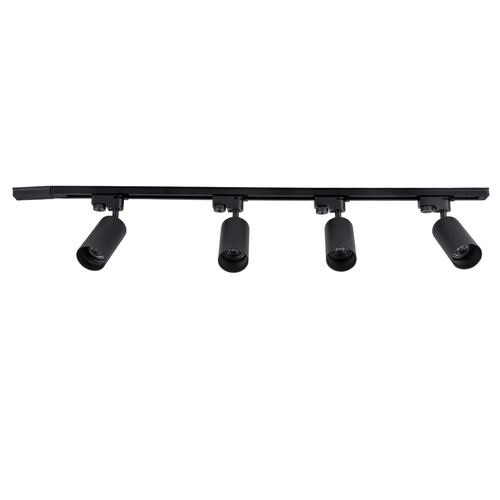 GloboStar® LEO 60356 Μοντέρνο Φωτιστικό Οροφής Ράγα Πολύφωτο 4 x GU10 IP20 Μαύρο Αλουμίνιο - Μ100 x Π6 x Υ20cm - 5 Χρόνια Εγγύηση