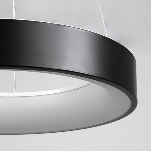GloboStar® SALEM 61241 Κρεμαστή Πλαφονιέρα Οροφής Δαχτυλίδι-Κύκλος LED CCT 75W 8625lm 120° AC 220-240V - Εναλλαγή Φωτισμού μέσω Τηλεχειριστηρίου All In One Ψυχρό 6000k+Φυσικό 4500k+Θερμό 2700k Dimmable Φ45cm - Μαύρο - 3 Years Warranty