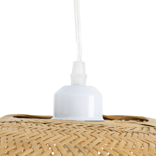 GloboStar® CARIBBEAN 01723 Boho Κρεμαστό Φωτιστικό Ανάρτηση Μονόφωτο 1 x E27 IP20 Μπεζ Ξύλο - Μ45 x Π45 x Υ24cm