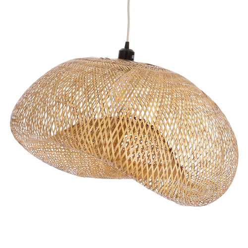GloboStar® CARIBBEAN 01724 Boho Κρεμαστό Φωτιστικό Ανάρτηση Μονόφωτο 1 x E27 IP20 Μπεζ Ξύλο - Μ60 x Π60 x Υ38cm