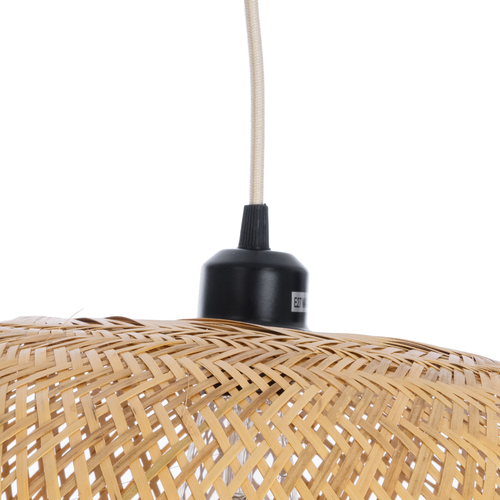 GloboStar® CARIBBEAN 01724 Boho Κρεμαστό Φωτιστικό Ανάρτηση Μονόφωτο 1 x E27 IP20 Μπεζ Ξύλο - Μ60 x Π60 x Υ38cm
