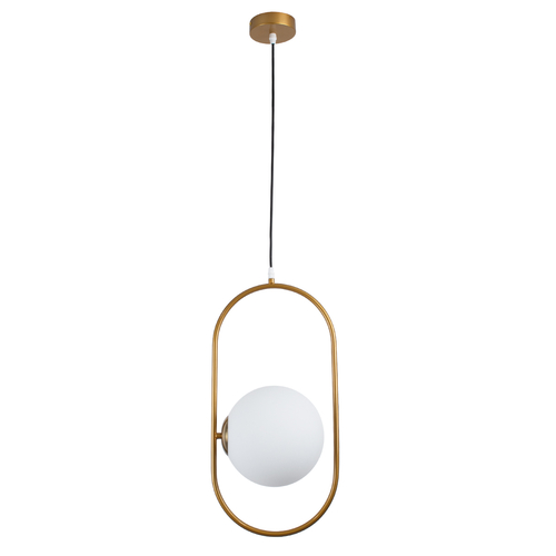 GloboStar® HAMBURG 00592 Μοντέρνο Κρεμαστό Φωτιστικό Μπάλα Μονόφωτο 1 x E14 IP20 Χρυσό Μέταλλο με Λευκό Γυαλί - Μ25 x Π20 x Υ50cm
