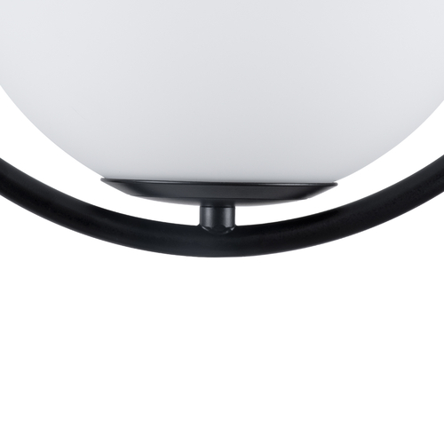 GloboStar® MADRID 00931 Μοντέρνο Κρεμαστό Φωτιστικό Μπάλα Μονόφωτο 1 x E27 IP20 Μαύρο Μέταλλο με Λευκό Γυαλί - Μ30 x Π20 x Υ30cm